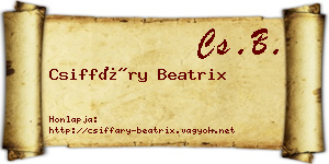Csiffáry Beatrix névjegykártya